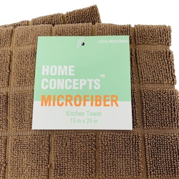 Dish Drying Mat Kitchen Towels Microfiber Brown Window Pane Check - Picture 3 of 4
